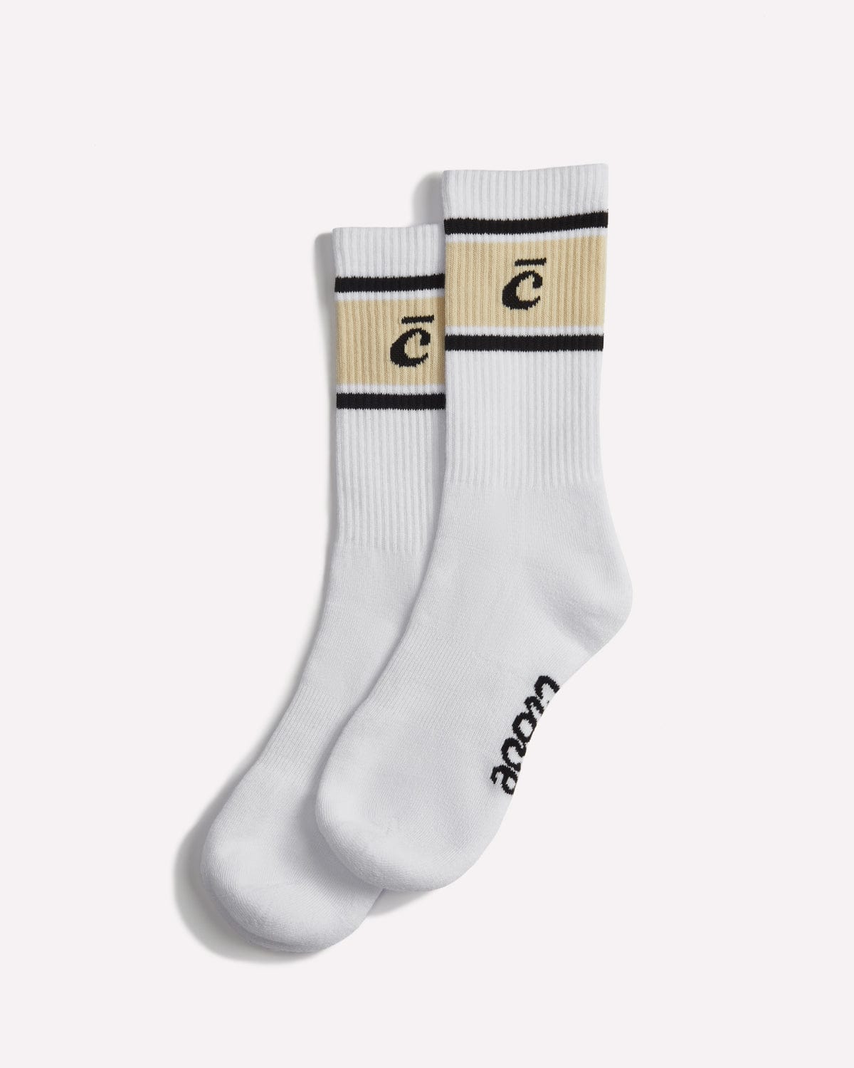 Crew Socken - Weiß / Sand Retro Streifen