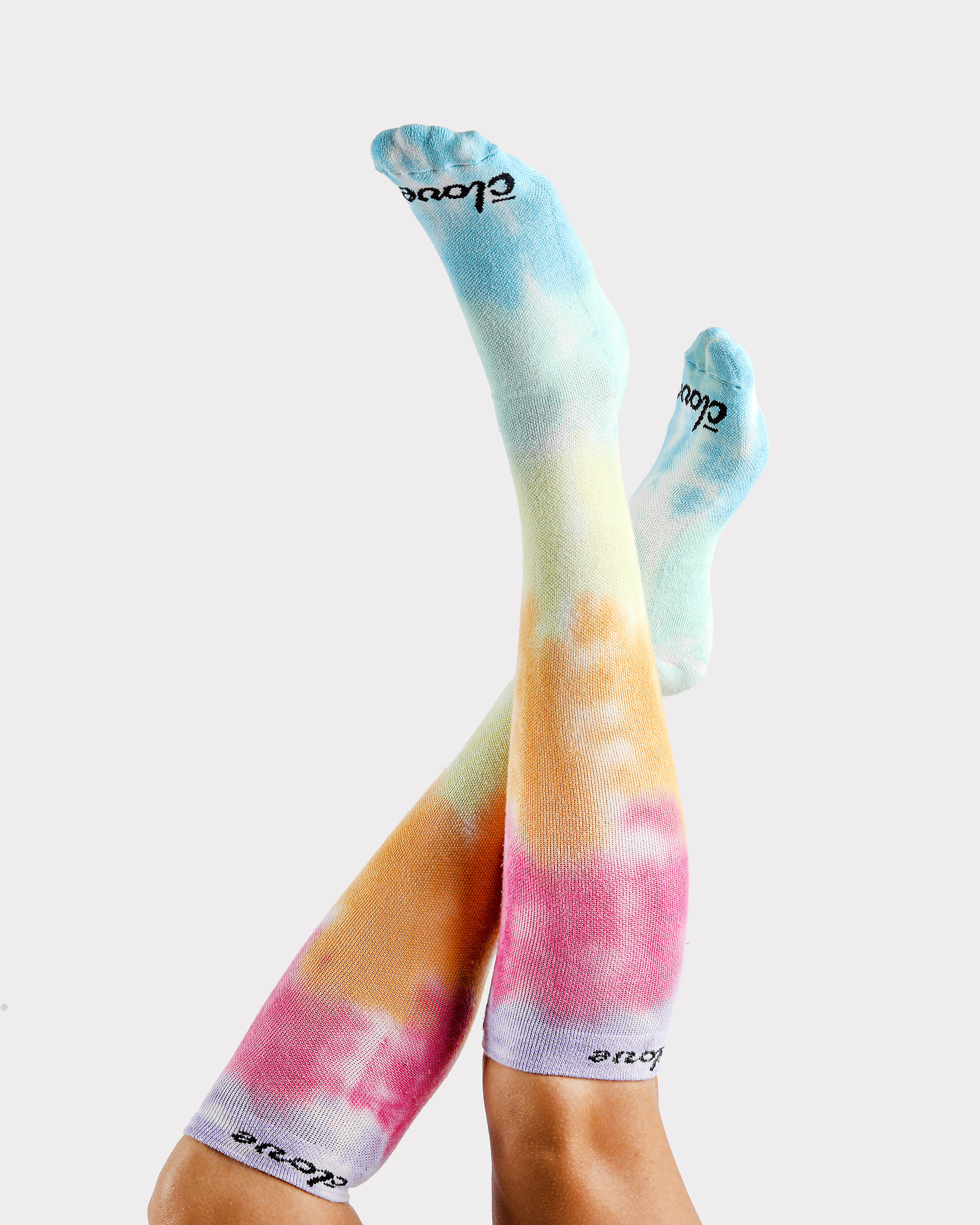 rainbow_Compressie_Sok_Benen_Witte_Achtergrond_Lange_Kousen
